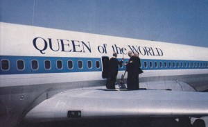  The Queen of the World plane is blessed on its inaugural flight in 1982 by the Most Rev. Constanino Luna, D.D., International President of the World Apostolate of Fatima (The Blue Army) and the Most Rev. Stephen J. Kocisko, Archbishop and Metropolitan of the Byzantine Catholics of the United States assisted by His Excellency’s Auxiliary Bishop Pataki.  In his encyclical issued in 1954 on the Queenship of Mary, Pope Pius XII said, “ In this doctrine (and devotion of Our Lady’s Queenship) lies the world’s great hope for peace.” 